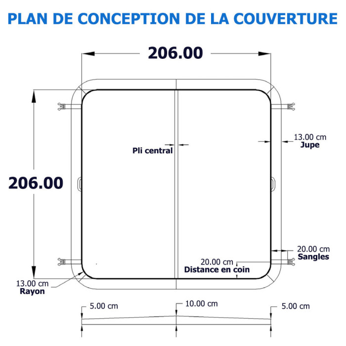 1 Couverture spa 206 cm x 206 cm
