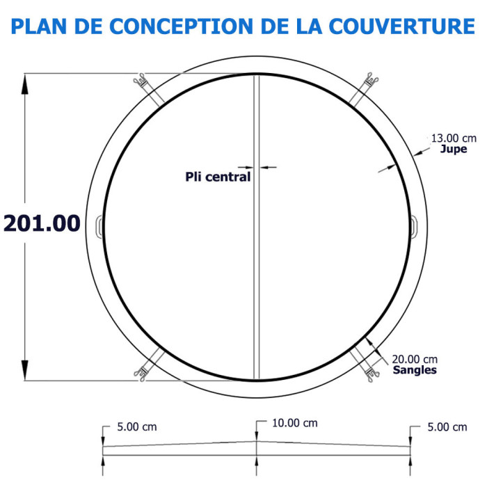 1 Couverture spa ronde - Diamètre 201 cm