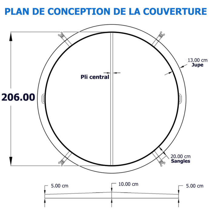 1 Couverture spa ronde - Diamètre 206 cm