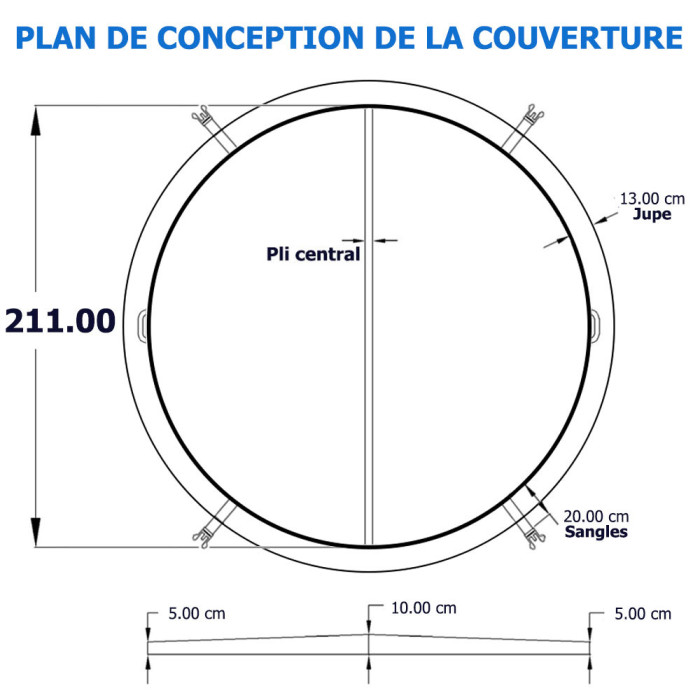 1 Couverture spa ronde - Diamètre 211 cm