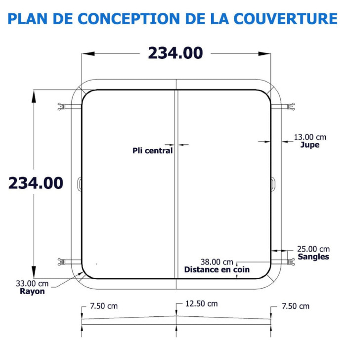 couverture jacuzzi coast helios unity 234 x 234 cm
