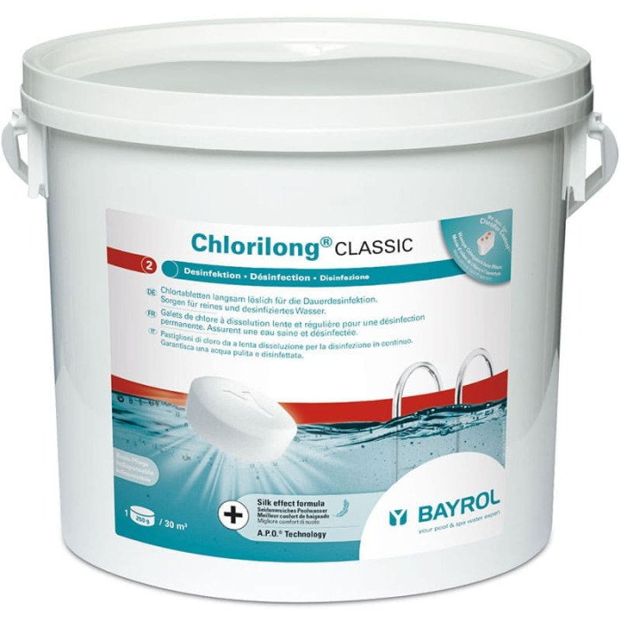 1 Chlorilong Classic galets de chlore à dissolution lente seau de 5 kg