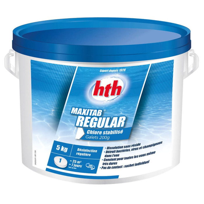 Hth Maxitab Régular 200g en 5kg chlore stabilisé