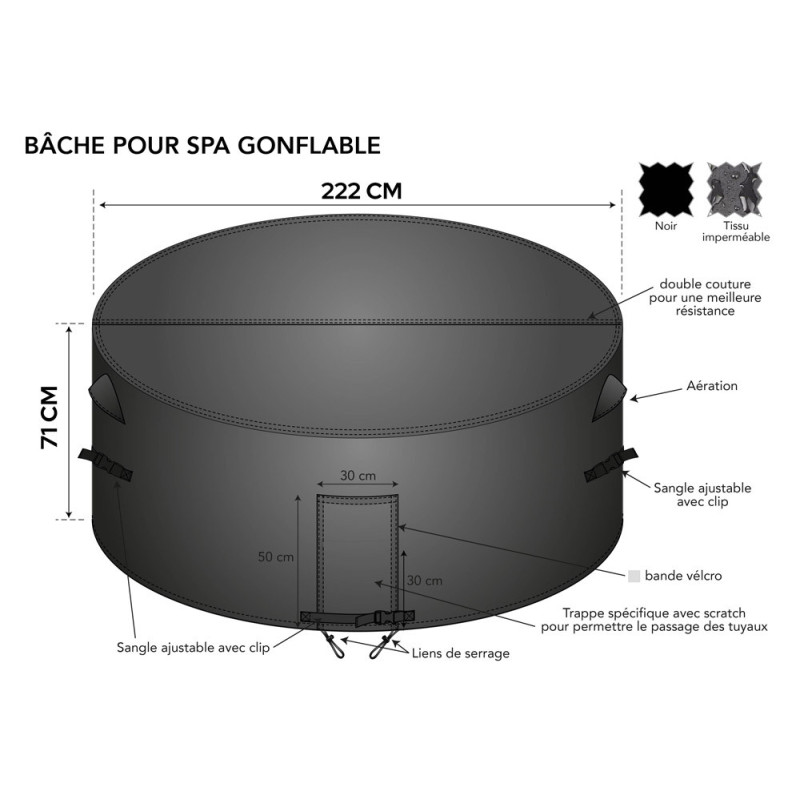 Bâche de protection pour spa Ubbink Infinite-Champion 6 places