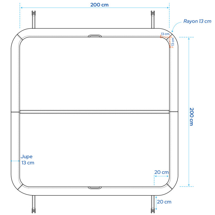 Couverture pour spa 200x200 cm vue dessus