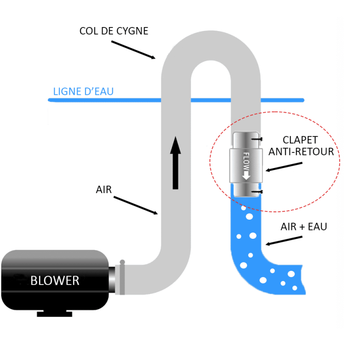 Clapet anti-retour d'air blower 1.5" waterway