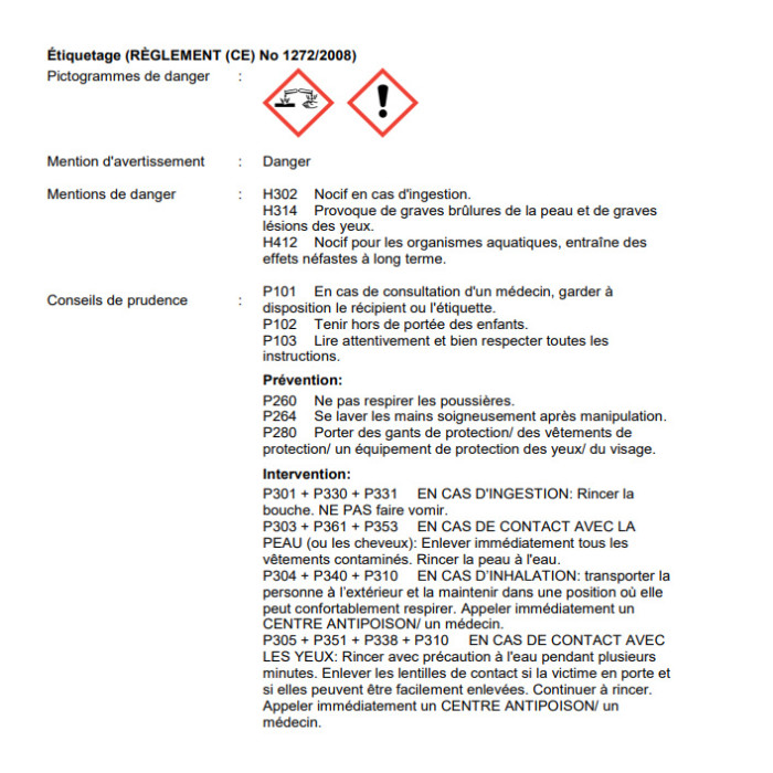 Lot de 2 Choc sans chlore poudre spa et bandelettes fiche technique