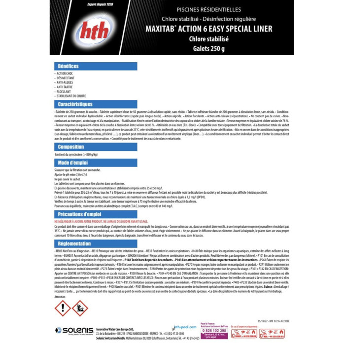Hth Maxitab Action 6 special Liner 5kg - Galet Bi-couche - info