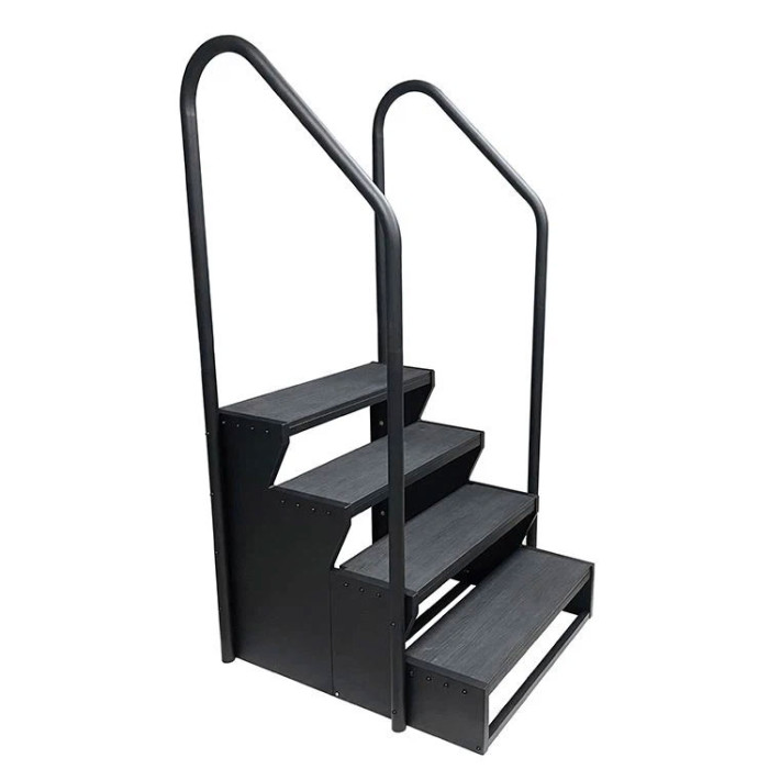 Escalier 2 Marches Pour Spa Et Jacuzzi - Noir, Matériau WPC Antidérapant - Dimensions 60x54x42.3cm - Pour Intérieur Et Extérieur