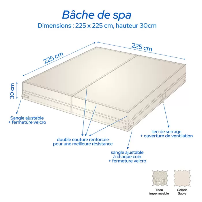 Bache spa Dimensions: 225 x 225 cm