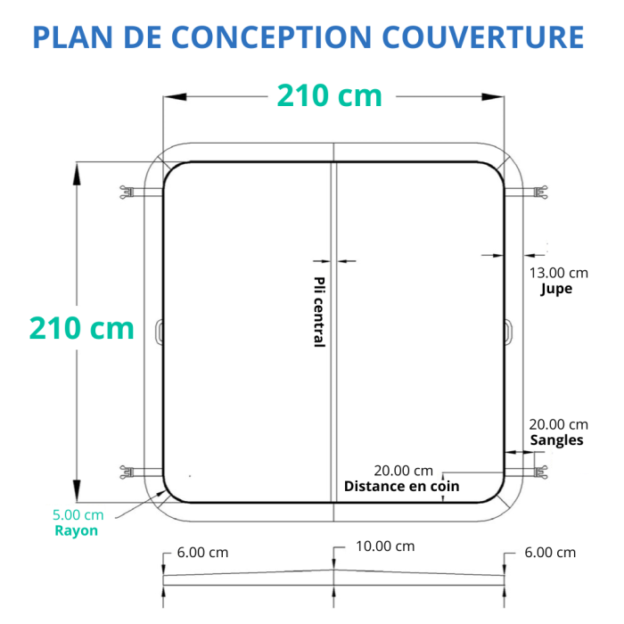 Plan Couverture spa Eco 210 cm x 210 cm