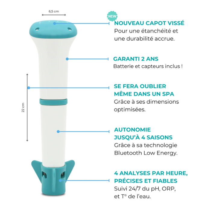 Caracteristiques Testeur elecronique EcO Start pour spa et piscine (brome et chlore)