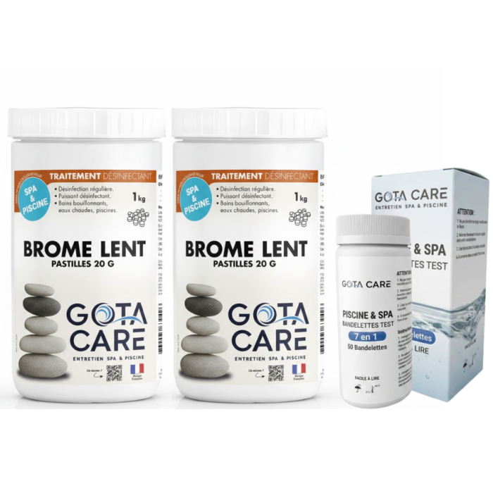 Pack de 2 Brome spa 1KG pastilles 20gr + Bandelettes 7 en 1
