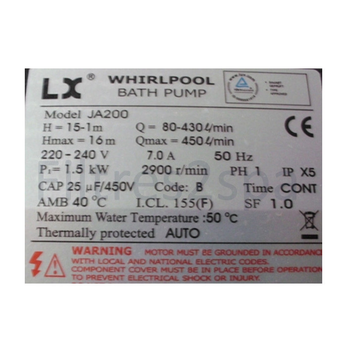 2 Pompe JA200 Lx Whirlpool pour spa