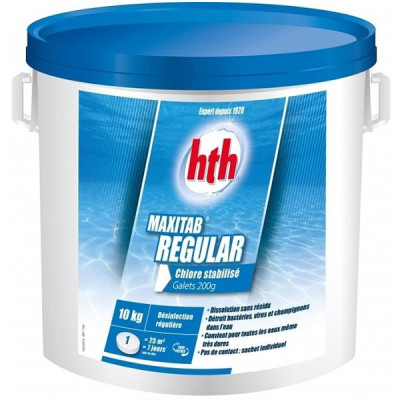 1 Hth Maxitab Régular 200g en 10kg chlore stabilisé