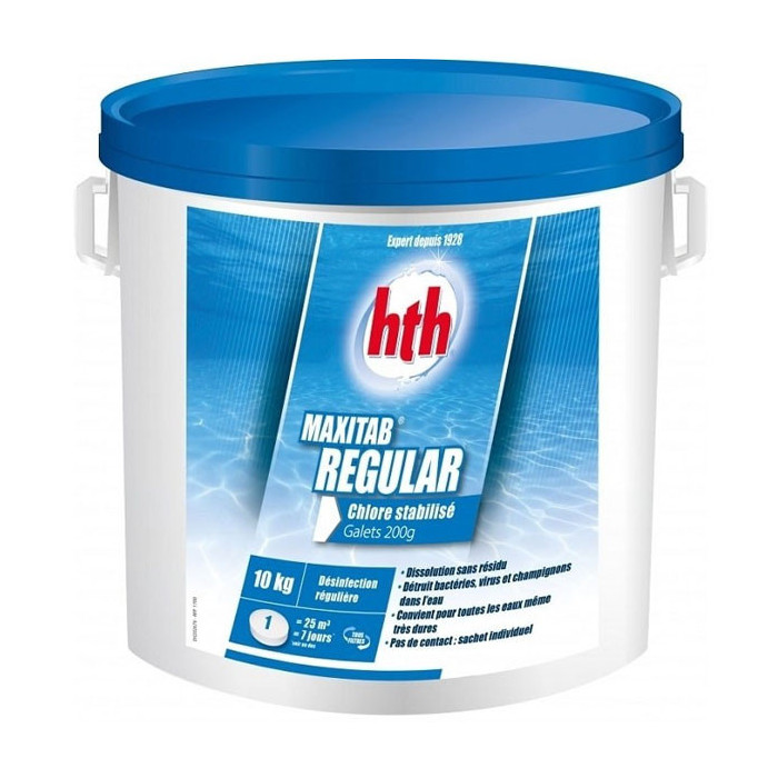 1 Hth Maxitab Régular 200g en 10kg chlore stabilisé