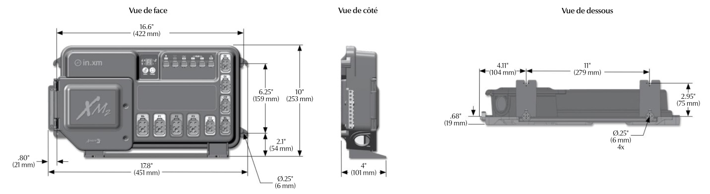 Dimensions Boitier In.XM2 Aeware