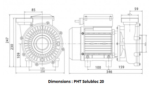 Dimension de la pompe PHT20