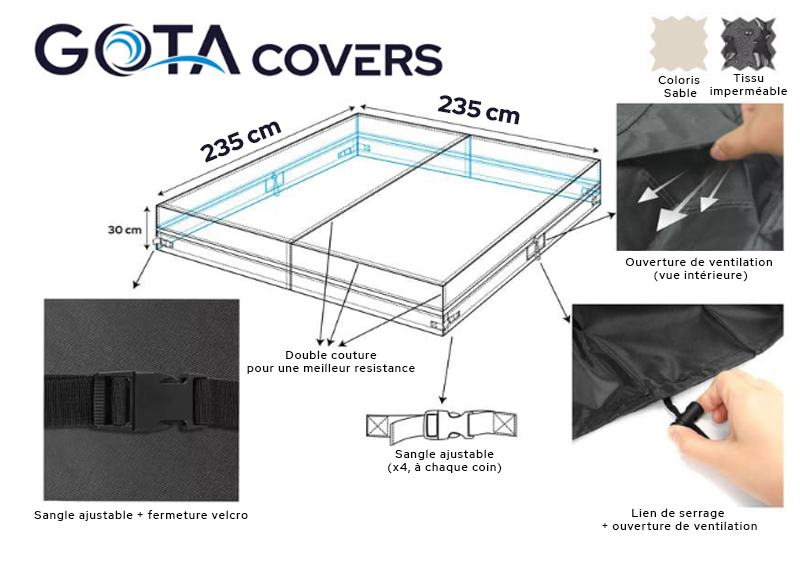 Bache hivernage spa 235 x 235 cm Gota Covers