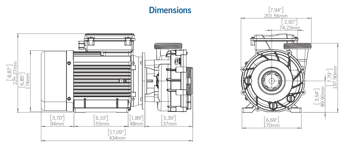 Dimensions techniques pompe Maelstrom 08-00-290001