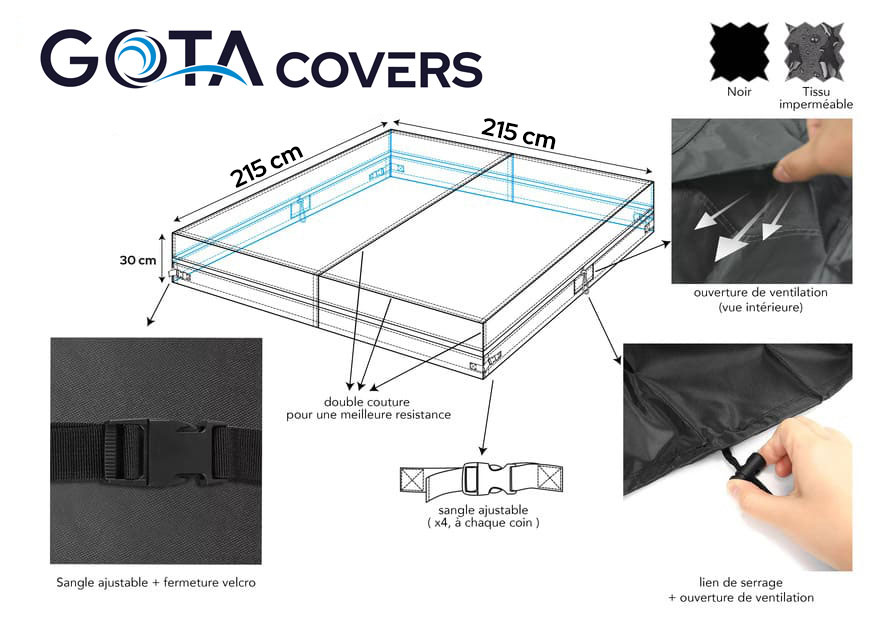 Bache hivernage spa 215 x 215 cm Gota Covers