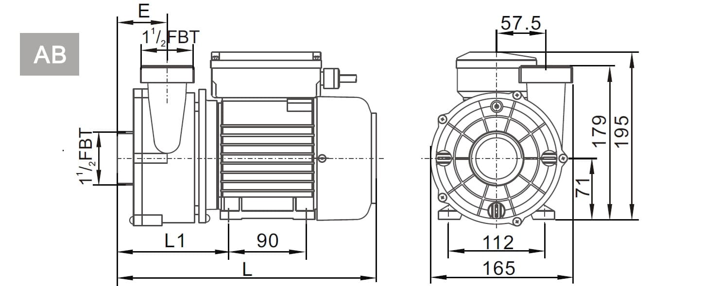 dimensions pompes WTC100-120-150-200