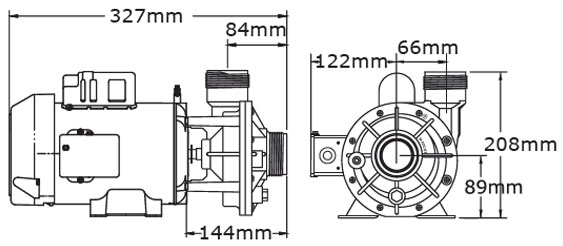 Dimensions de la pompe Aquaflo Gecko CMHP