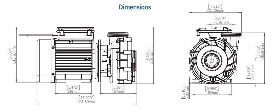 Dimensions techniques pompe Maelstrom 08-00-290000