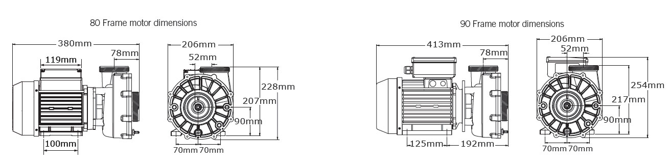 Dimensions pompes XP3 Aqua-Flo
